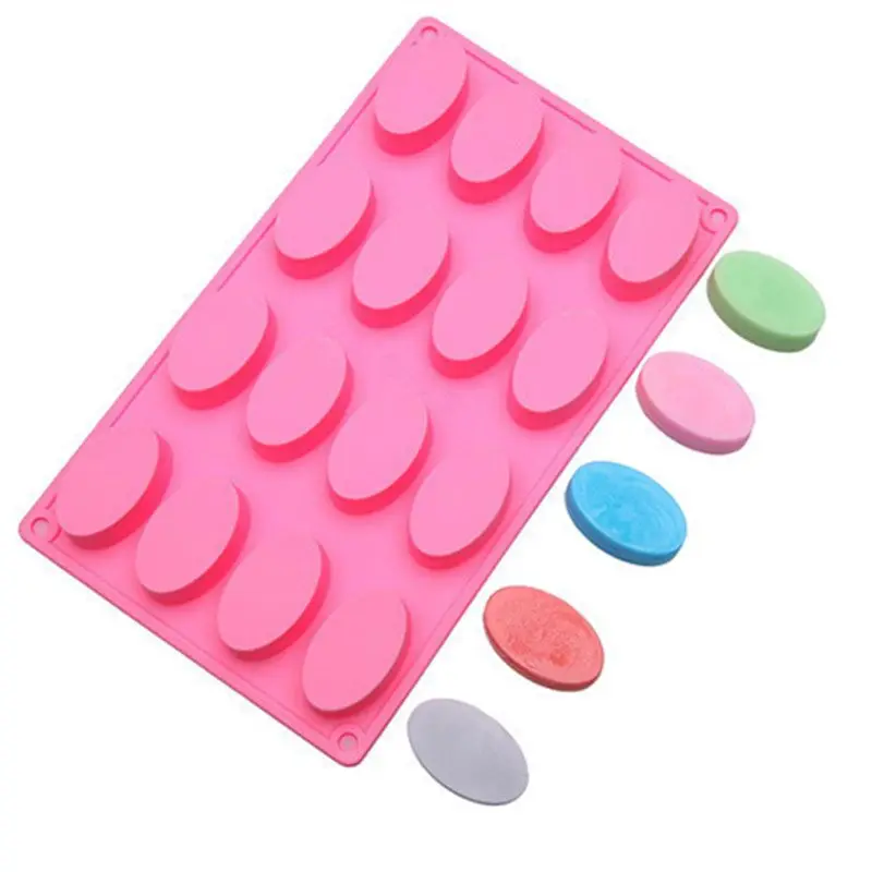 16 Cavity Oval Shape Soap Moulds Silicone Mold Non Stick Unique Soap