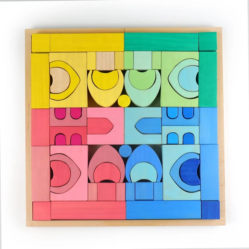 Grimms Creative Puzzle Landscape Large Stepped Counting Romanesque 1001 Nights rainbow Castle Blocks for Kids