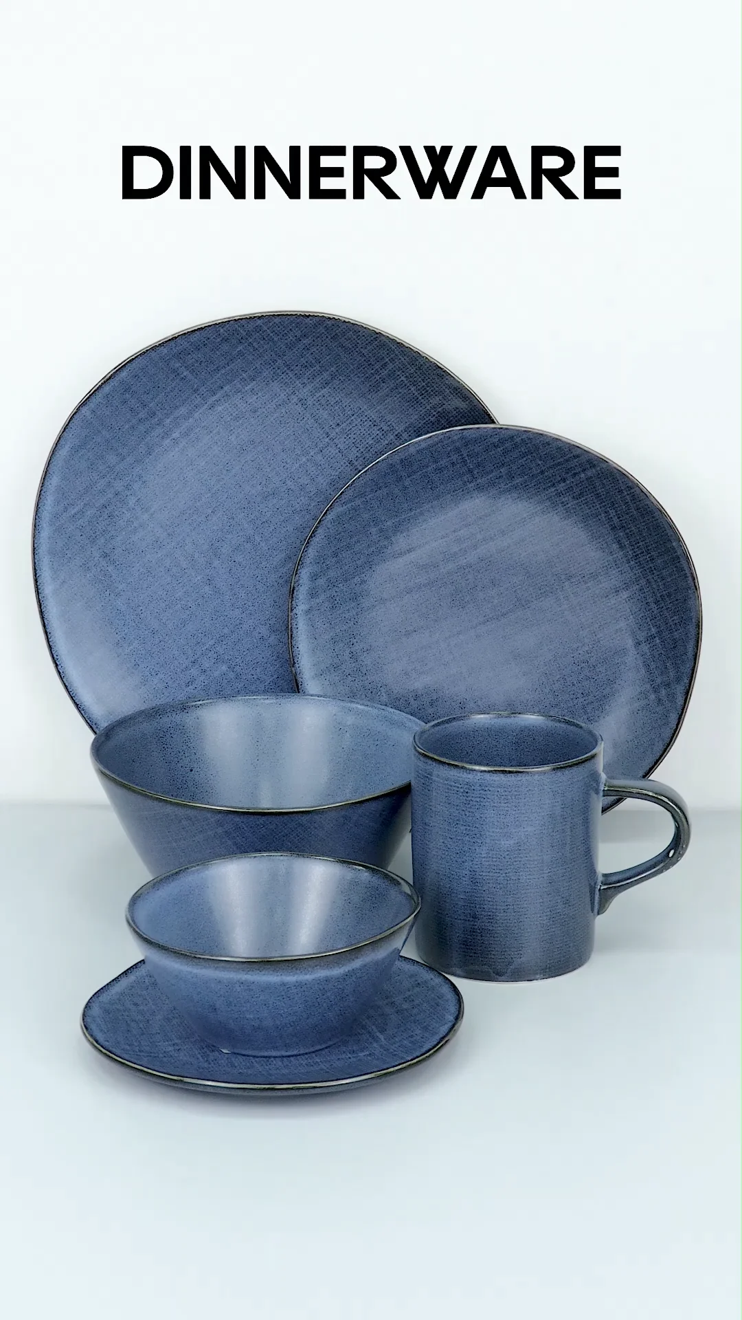 Dinnerware Wholesale Fambe Blue Glazed Porcelain Tableware Set Texture