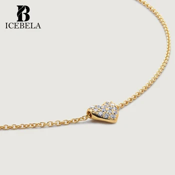 Fine Jewelry 925 Silver Sweet Love Gifts Valentine's Day Custom Trendy 18k Gold Plated Zircon Heart Pendant Necklaces for Women