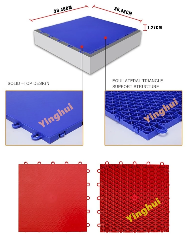 Indoor Modular Sport Courts Solid Surface Anti Slip Volleyball Flooring Table Tennis Floor PP Tiles