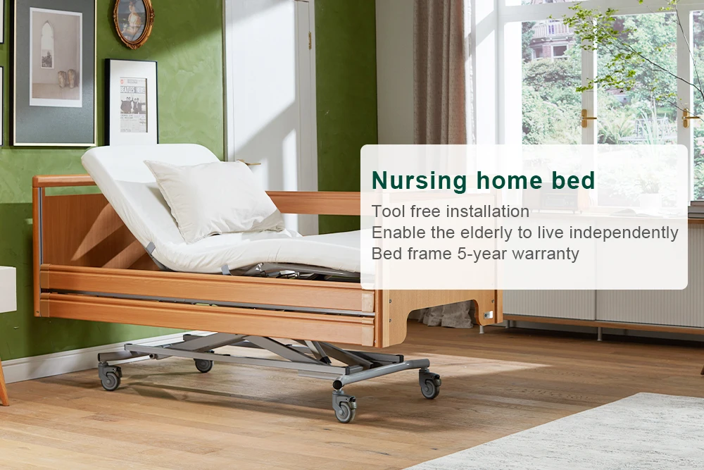 Tecforcare Oem Odm Electric Nursing Home Bed For Elderly Solid Wood