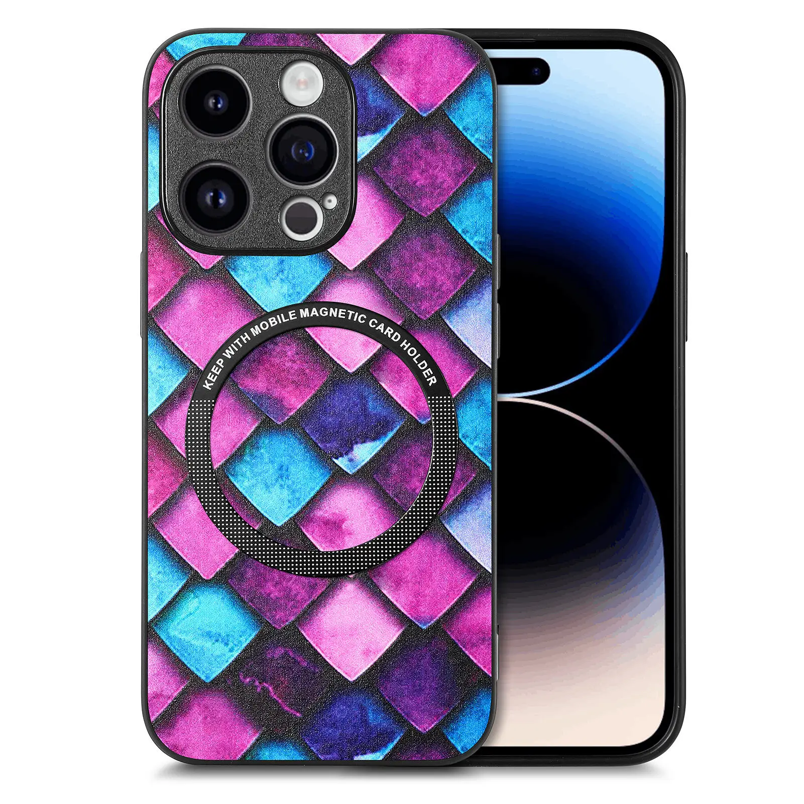 Checkered Artistic Fashionable Magnetic Mobile Phone Case For iPhone 11 12 13 14 15 Pro Max Plus Ins Luxury Style For iPhone