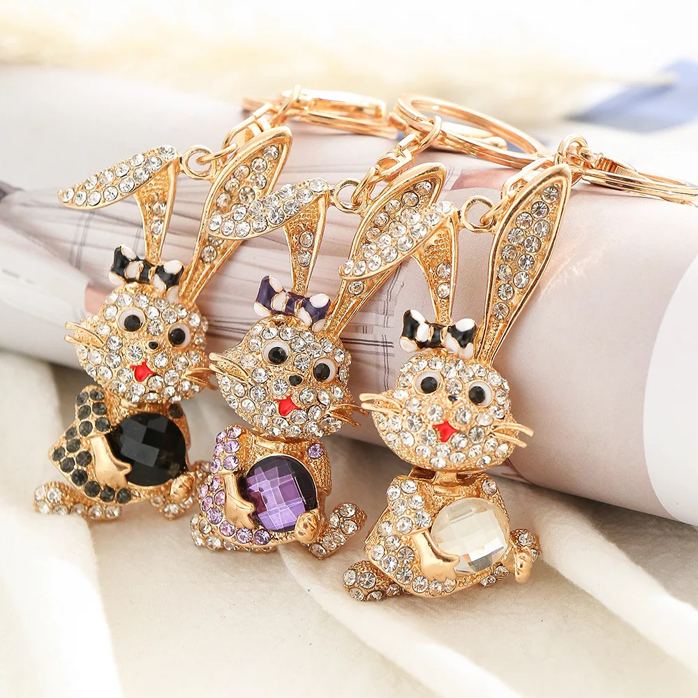 Cute Bunny Keychain with Crystal Rhinestones for Women