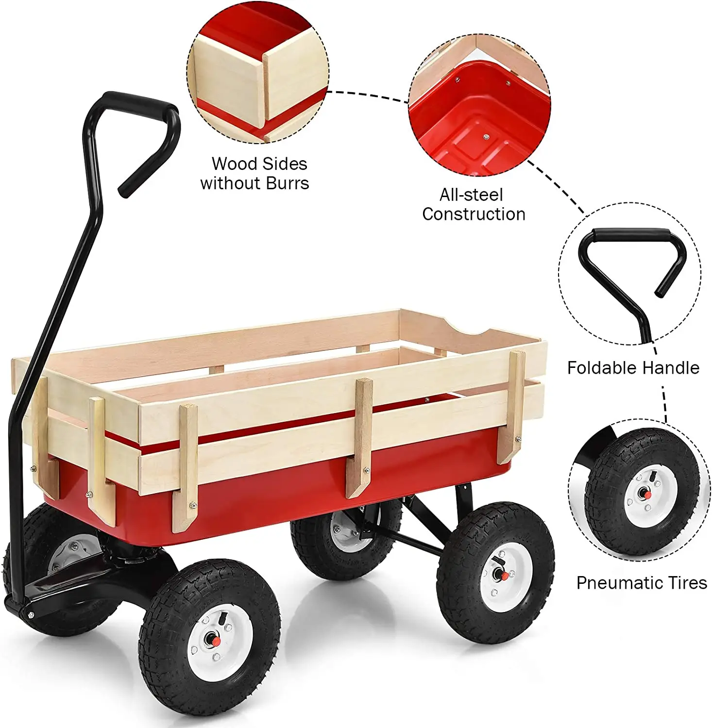 Chariot De Jardin Relaxdays 200kg - Roues Pneumatiques, Côtés Pliables, Vert/Jaune