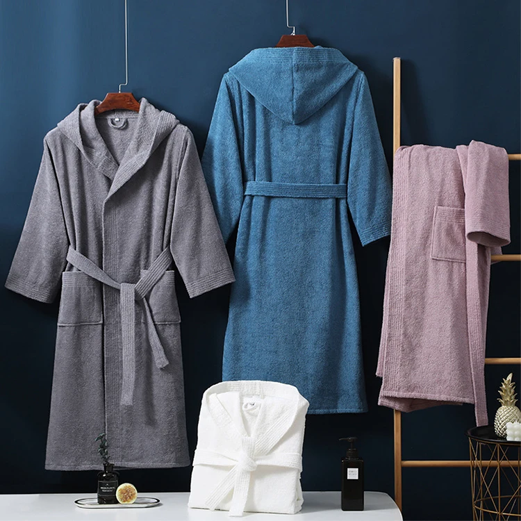 Factory Direct Supply Hooded Terry Cloth Robes Women Men Hotel Long