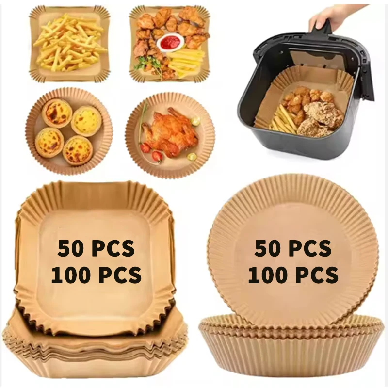 Amazing Hot Selling   Oven Paper BBQ Disposable 125pcs/box air Fryer Liners Paper 16cm/ 20cm/8inch/6inch air Fryer Paper