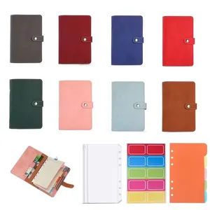 Soft PU Leather A6 Macaron Budget Binder Planner 6-Hole Notebook Cash Pocket Envelope Inserts Loose-Leaf Money Life Tracker