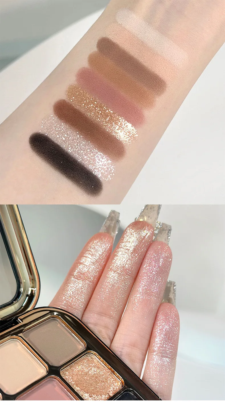 Custom Nine Colors Eyeshadow Matte Fine Smooth Contouring Pearl Shimmer Glitter Brown Eyeshadow Palette Wholesale