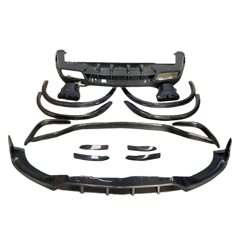 Top Style Carbon Fiber Front Lip Rear Diffuser Fender For Mercedes-Benz GLC63 Suv Upgrade AMG Front