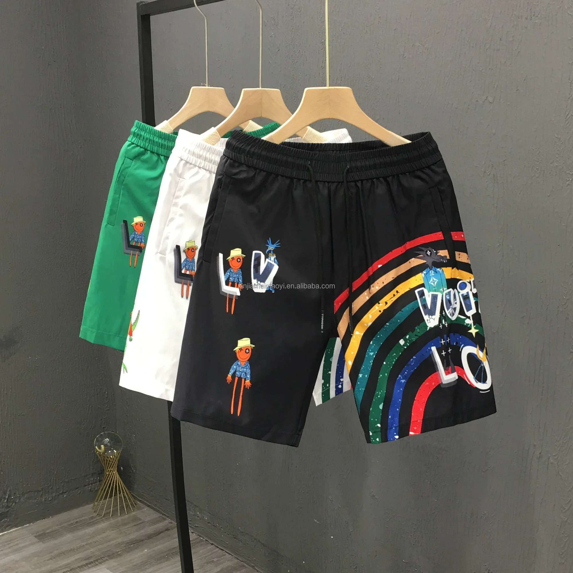 Men's Loose Cropped Shorts Casual Loose Knit Straight Casual Pants