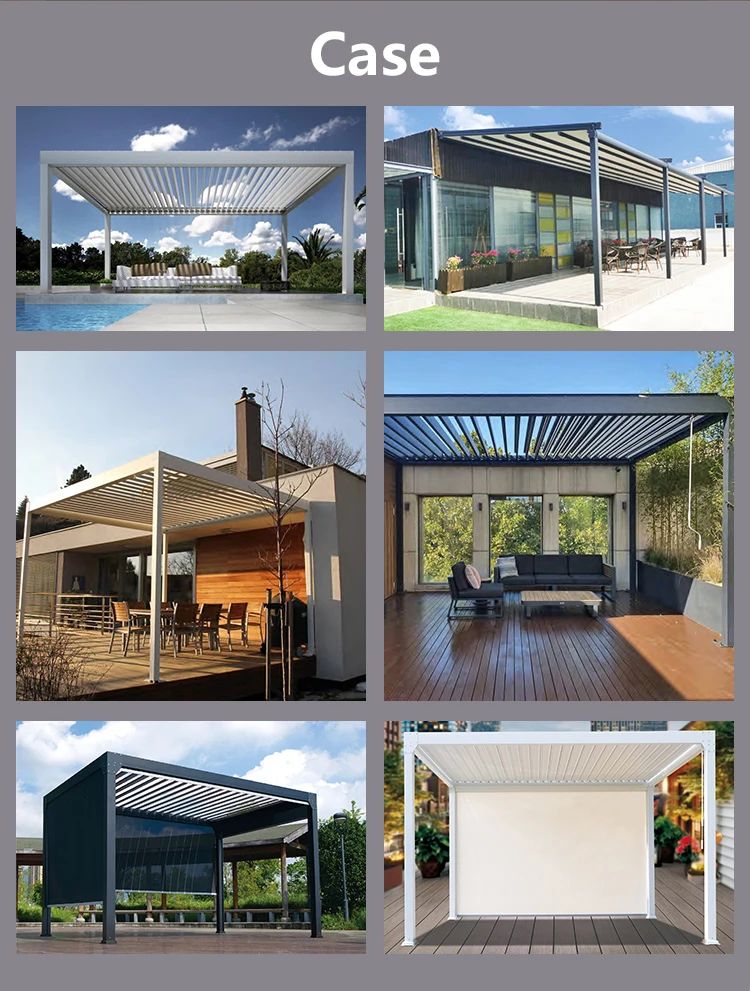 Factory Curved Gazebos Pergola Bioclimate Retractil Roof Aluminium