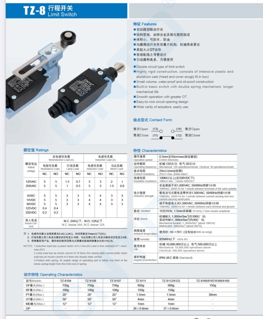 Strong Stability Good Electrical Conductivity Waterproof Micro Limit Switch