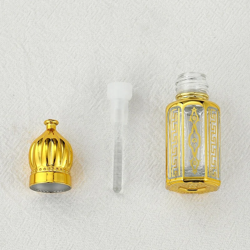Fancy Design 6ml Mini Small Refillable Glass Perfume Bottle Body Massage Oil Serum Glass Bottle Attar Bottle With Glass Rod