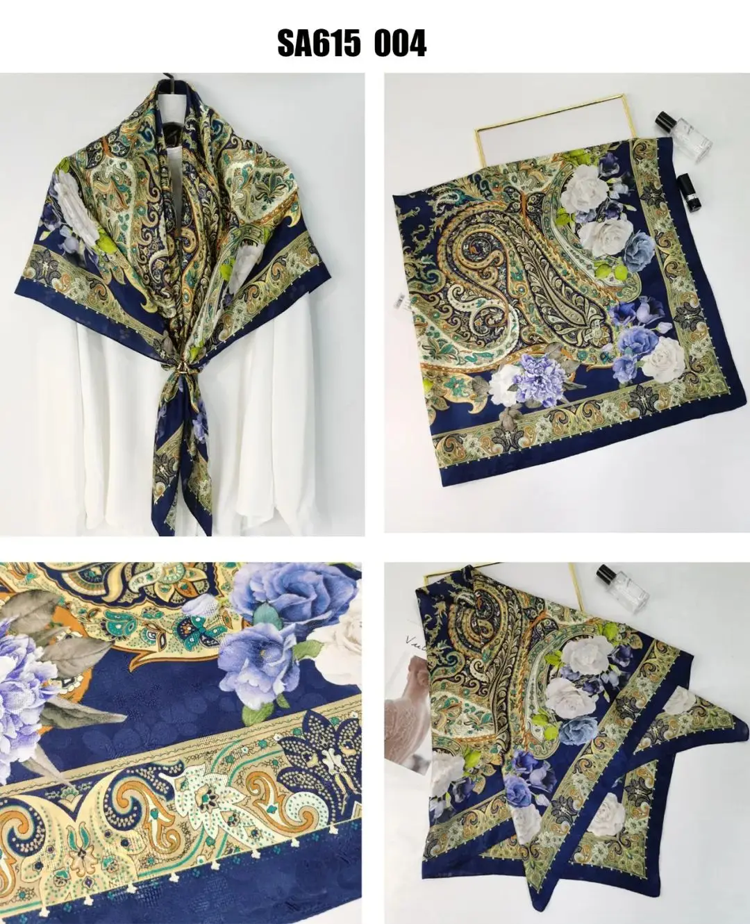 100 Real Silk Scarves Square Shawl With Customized Box Package Womens