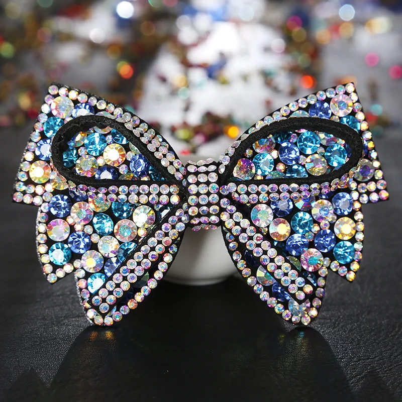 HX-322 с украшением в виде кристаллов; Ботильоны форма заколки для волос с разноцветными стразами заколка для волос заколки стиль, экокожа (полиуретан), с цветочным принтом женские аксессуары для волос для девочек