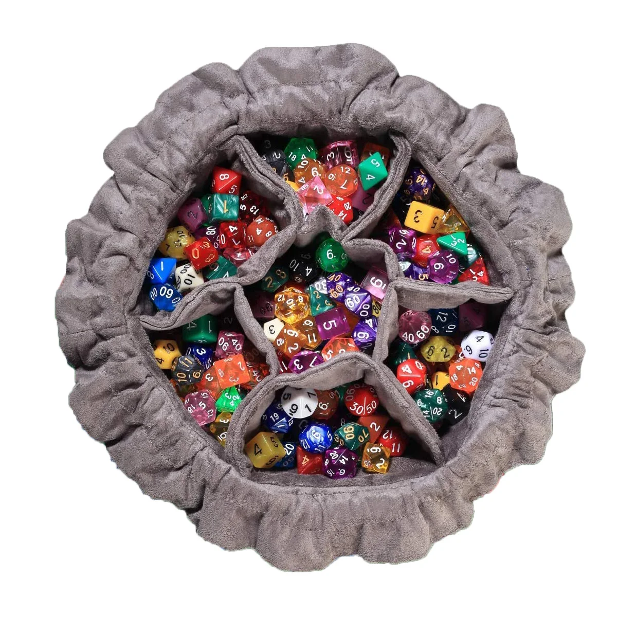 Perfect for Bulk Dice Dice Storage Bag with 6 Pockets Forged Dice Co Holds Over 1,000 Polyhedral Dice Pouch of The Endless Hoard Dice Bag