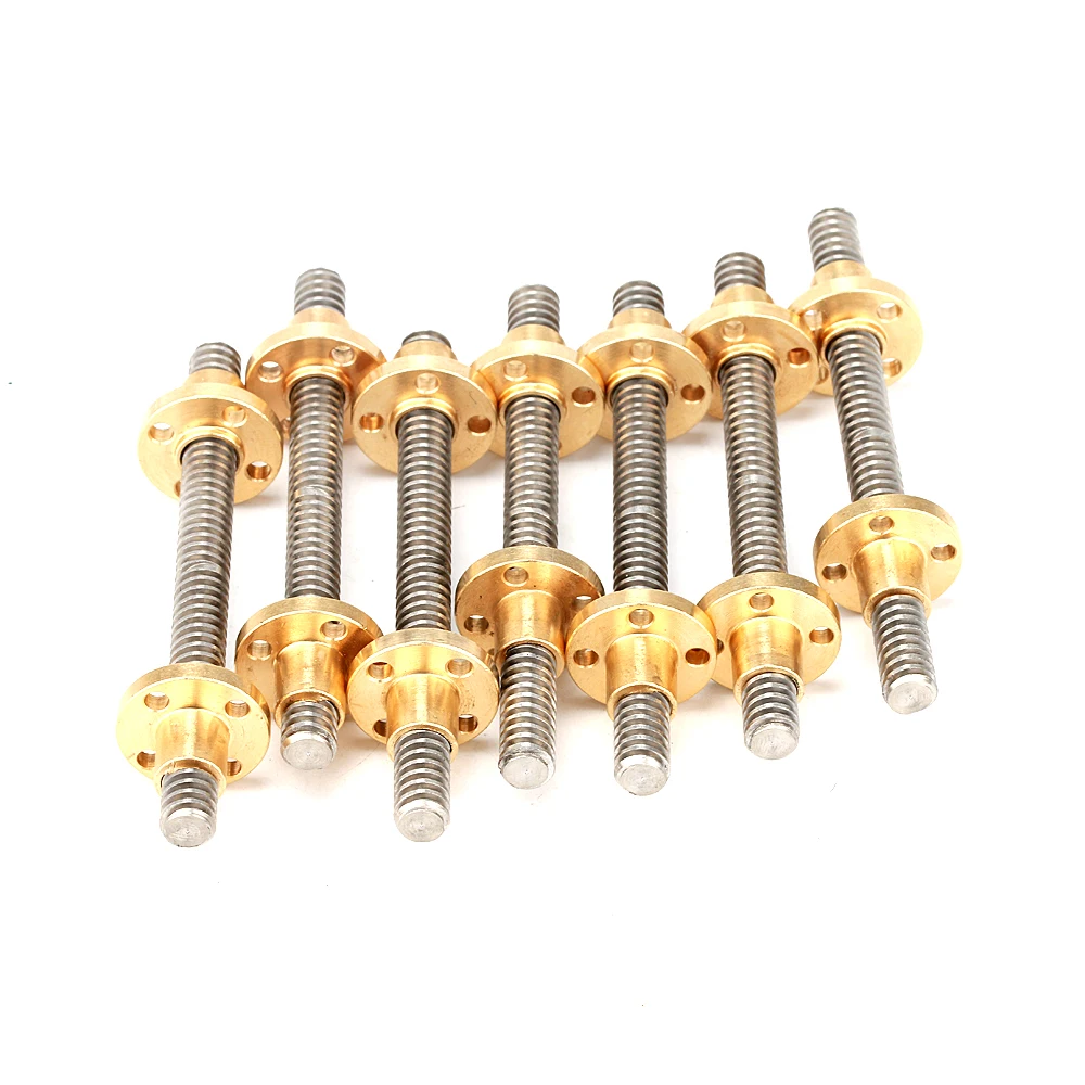 8mm Diameter Left and Right Thread Tr8*8 Trapezoidal Lead Screw 4 Starts 400mm Long with Brass Nuts