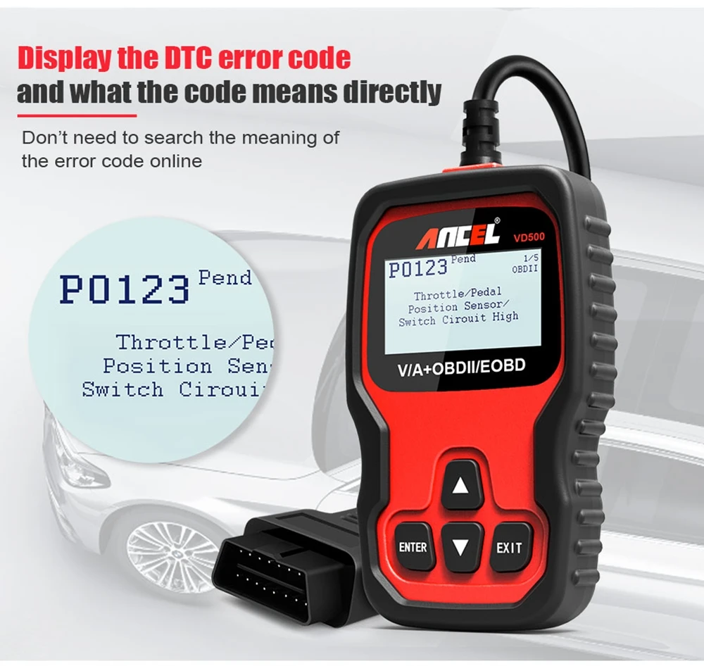 Professional Code Reader Ancel VD500 OBD2 Car Scanner Oil TPS EPB Reset Diagnostic Tool for VW OBD 2 Car Diagnosis Scanner