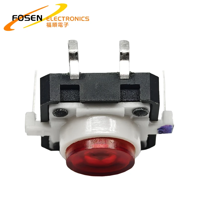 FOSEN 11.9*15mm Red Head Button Momentary Tactile Light Switch 12v Led Button 6Pin 1NO Small Touch Switch with Indicator