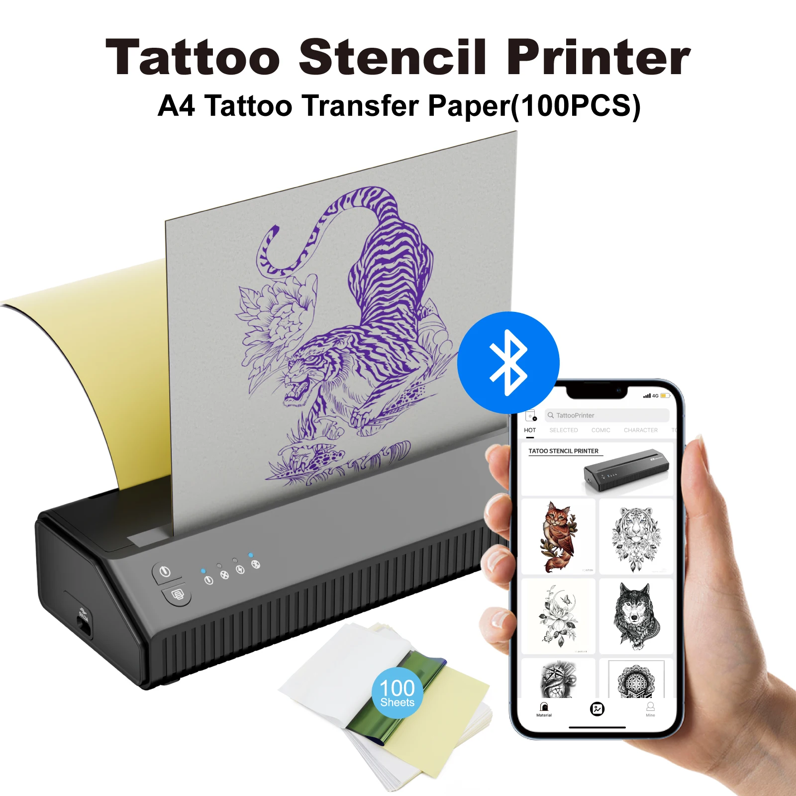 MHT-P8008 Tattoo Supplies Transfer Machine - Bluetooth Wireless