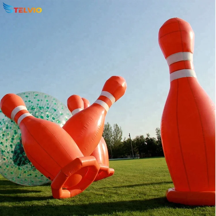 Summer Amusement Inflatable Bowling Set Giant Bowling Pins for Team Building Games