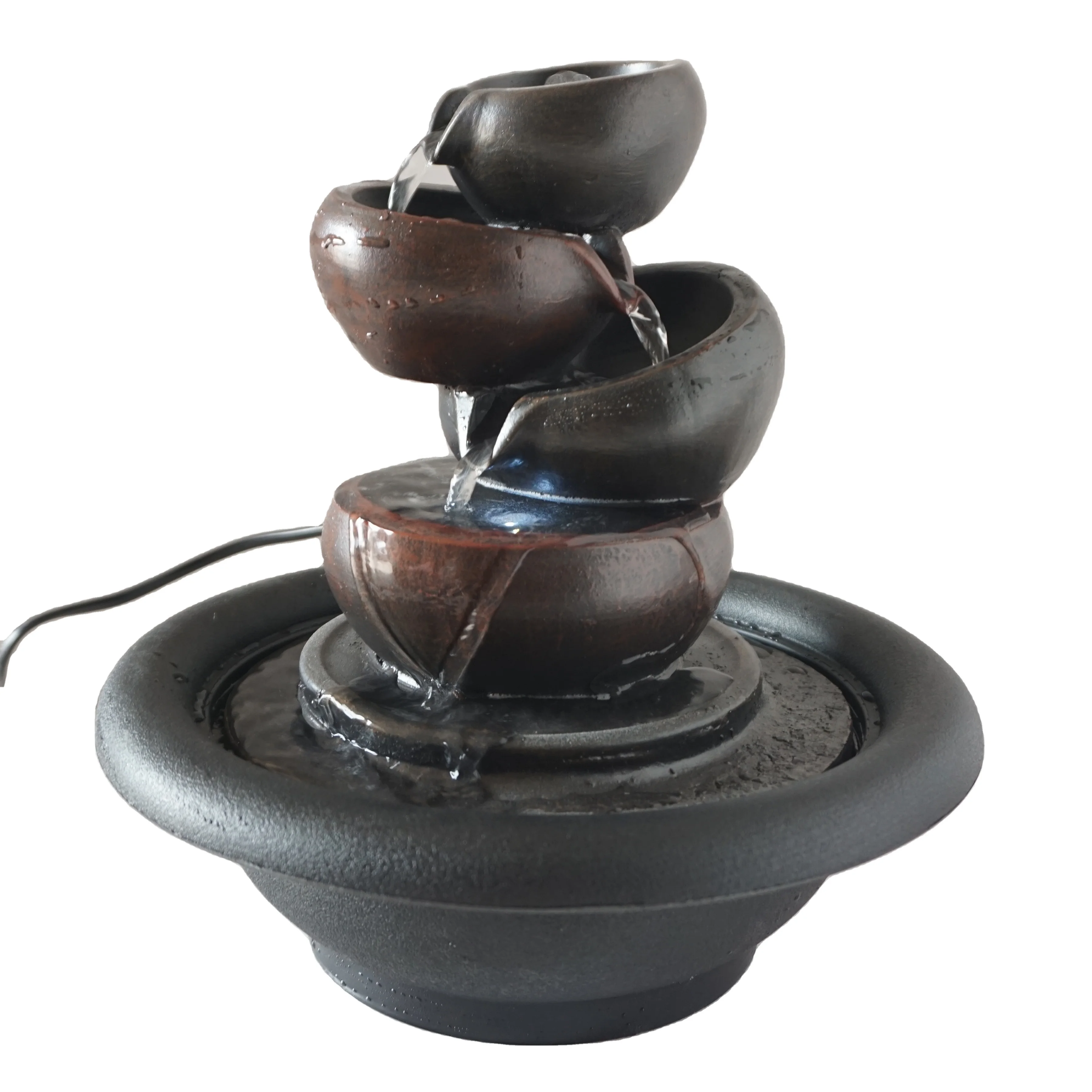 China Modern Home Decor Tabletop Led Resin Feng Shui Tiers Water