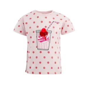 Hot Sale Customized Kids Breathable 100% Cotton T Shirt Dot Tops Girls T Shirt