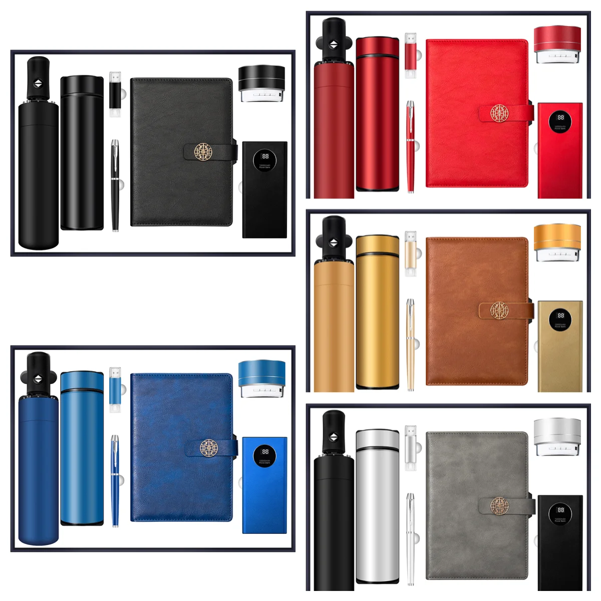 PU Leather Notebook and Metal Pen Luxury Gift Set with 32G USB Flash Drive-Corporate Promotion Bulk Personalized Business Gifts