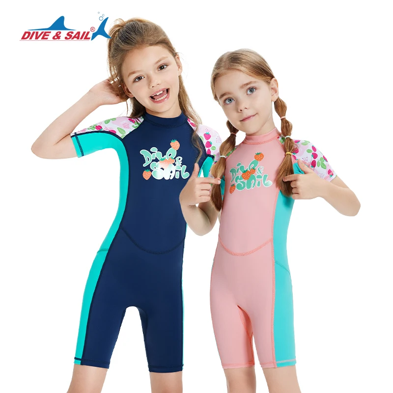 Kids Sunscreen Swim Costume Children Girls Training Swimsuit One Piece ...