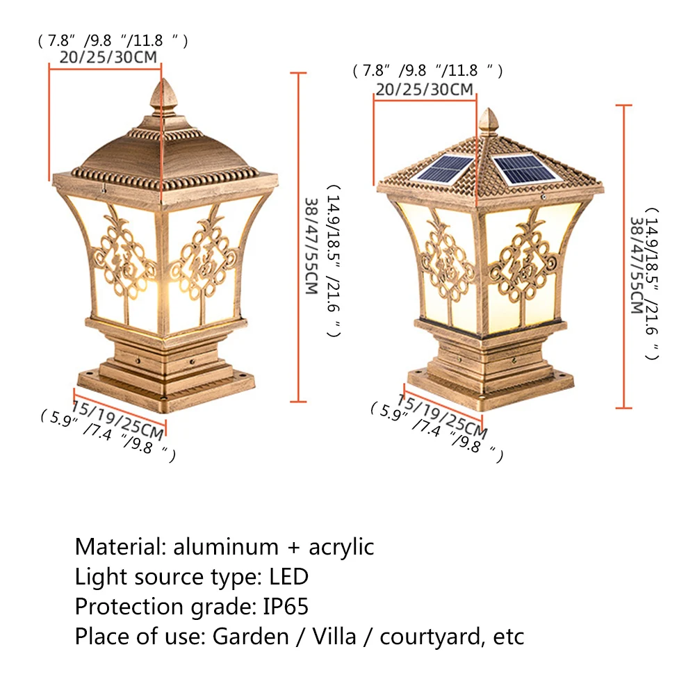 Dropshipping Outdoor Classical Lights Waterproof Aluminum Pillar Fixtures Garden Cast Iron Post Lamp