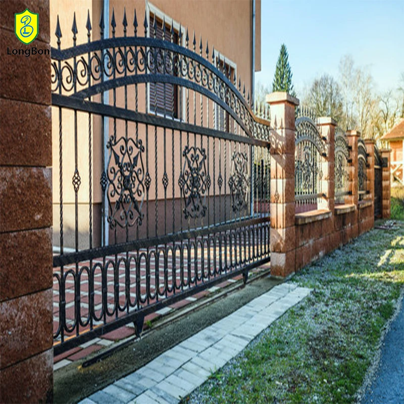 Modern Design Motorized Automatic Wrought Iron Driveway Gate Louver Fence Gate for Home and Garden