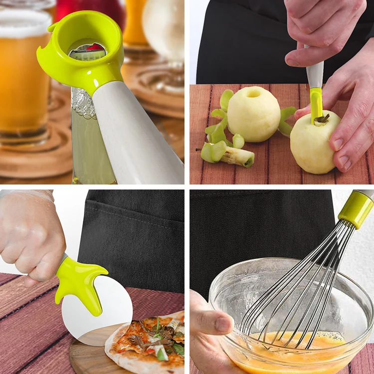 2024 High Quality Multi Abs Standing Kitchen Gadget Set Food Filter Screen Melon Planer Egg Beater Cheese Planer Bottle Opener