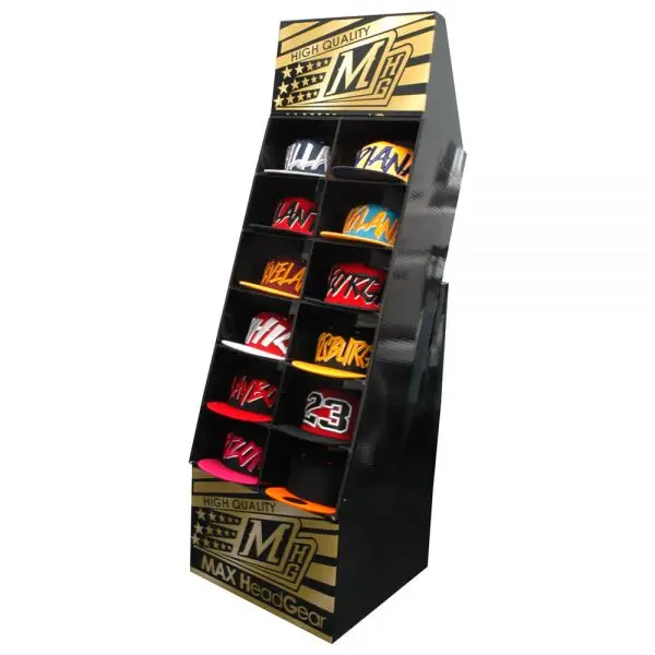 Custom Cardboard End Cap Store Hat Display Straw Carton Hat Display Stand Commercial Hat Rack Shelves for Baseball Caps