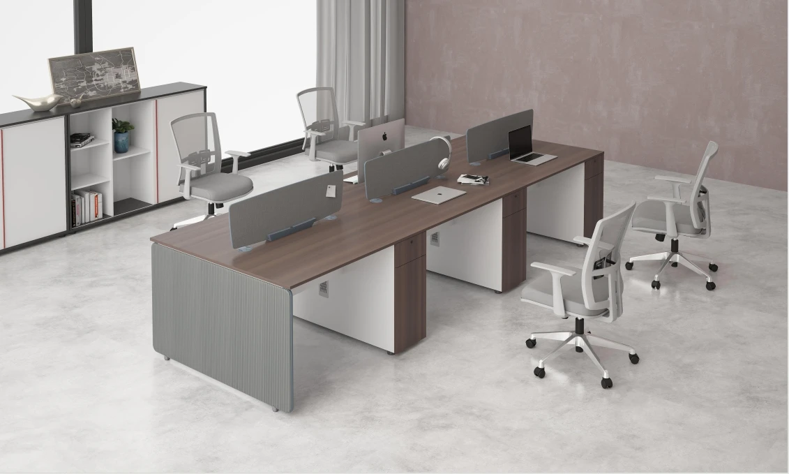 Modern Open Modular 2 4 6person Workstation Office Desk Furniture Design Work Office Table with Metal Leather Legs