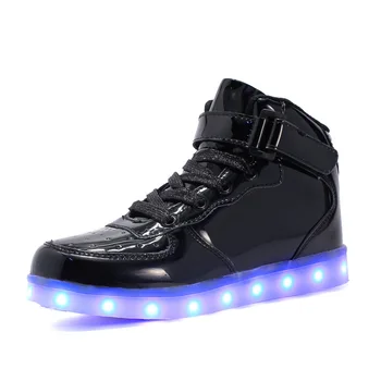 Children Led USB Charging Glowing Sneakers Size 25-42 Kids Hook Loop Fashion Luminous Shoes For Girl Boy Casual Shoe With Light