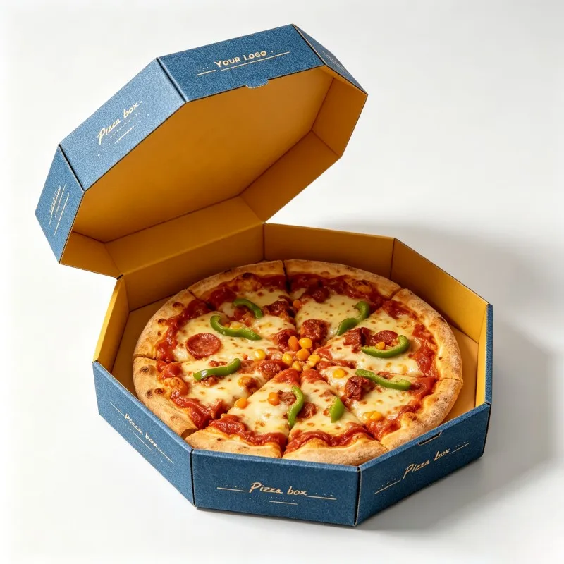 Wholesale Custom Printed Hexagonal Pizza Box  Unique Corrugated Cardboard Pizza Packaging for Brand Marketing