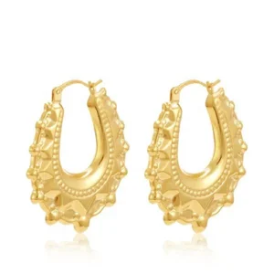 Manufacture Factory Jewelry High Quality Custom PVD Gold Plated Stainless Steel Creole Earrings