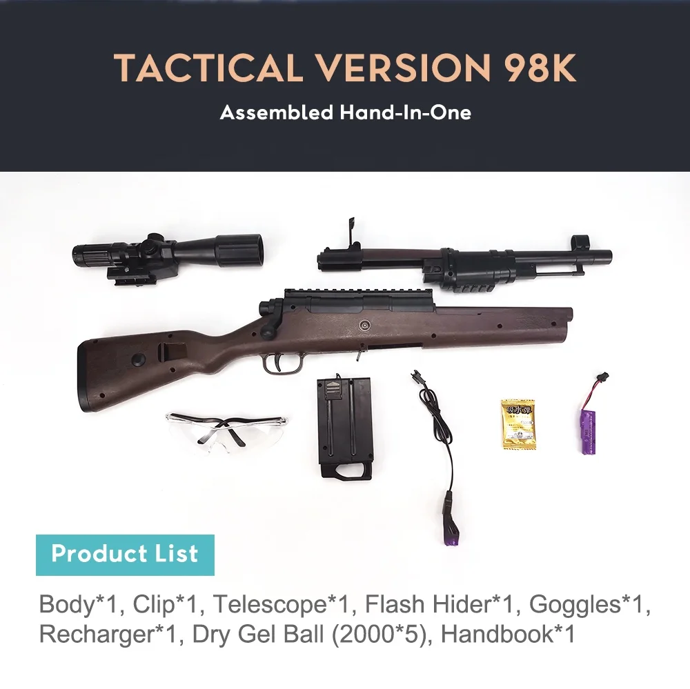 Tactical Version 98k Toy Gun With Telescope Shooting Dry Gel Ball Gun