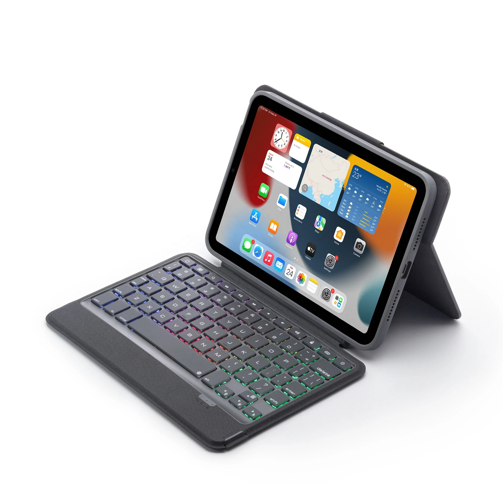Складной планшет раздельного типа для Apple iPad mini 6, 8,7 дюйма, Bluetooth, Волшебная клавиатура, арабский чехол с RGB Подсветкой