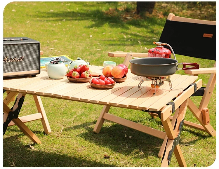 HOMFUL折りたたみ式ウッドテーブルシンプルなセットアップ3本足の