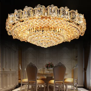 Luxury Pendant Lamp Crystal Glass Ball Chandelier Round Led Ceiling Light for Living Room