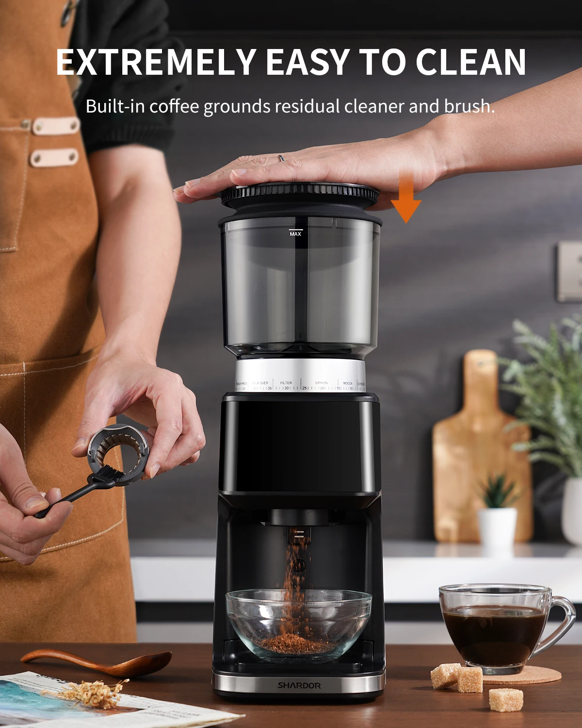 Adjustable Espresso Grinder Conical Burr Coffee Grinder Stainless Steel  Blade Digital Display Electric Coffee Grinder