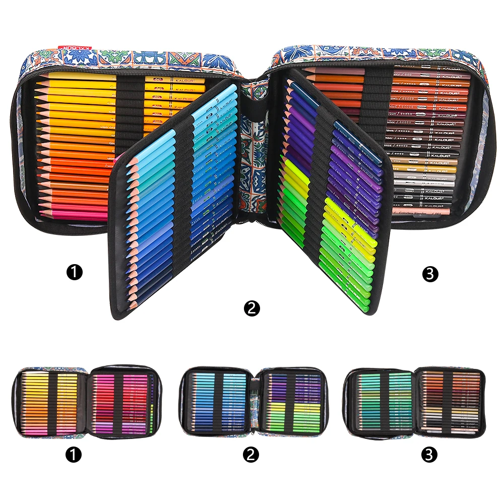 Kalour Art Supplies Premium 126Pcs Colored Pencil Set in Nylon Bag with Vibrant 120 Color Pencils  for Sketching and Drawing
