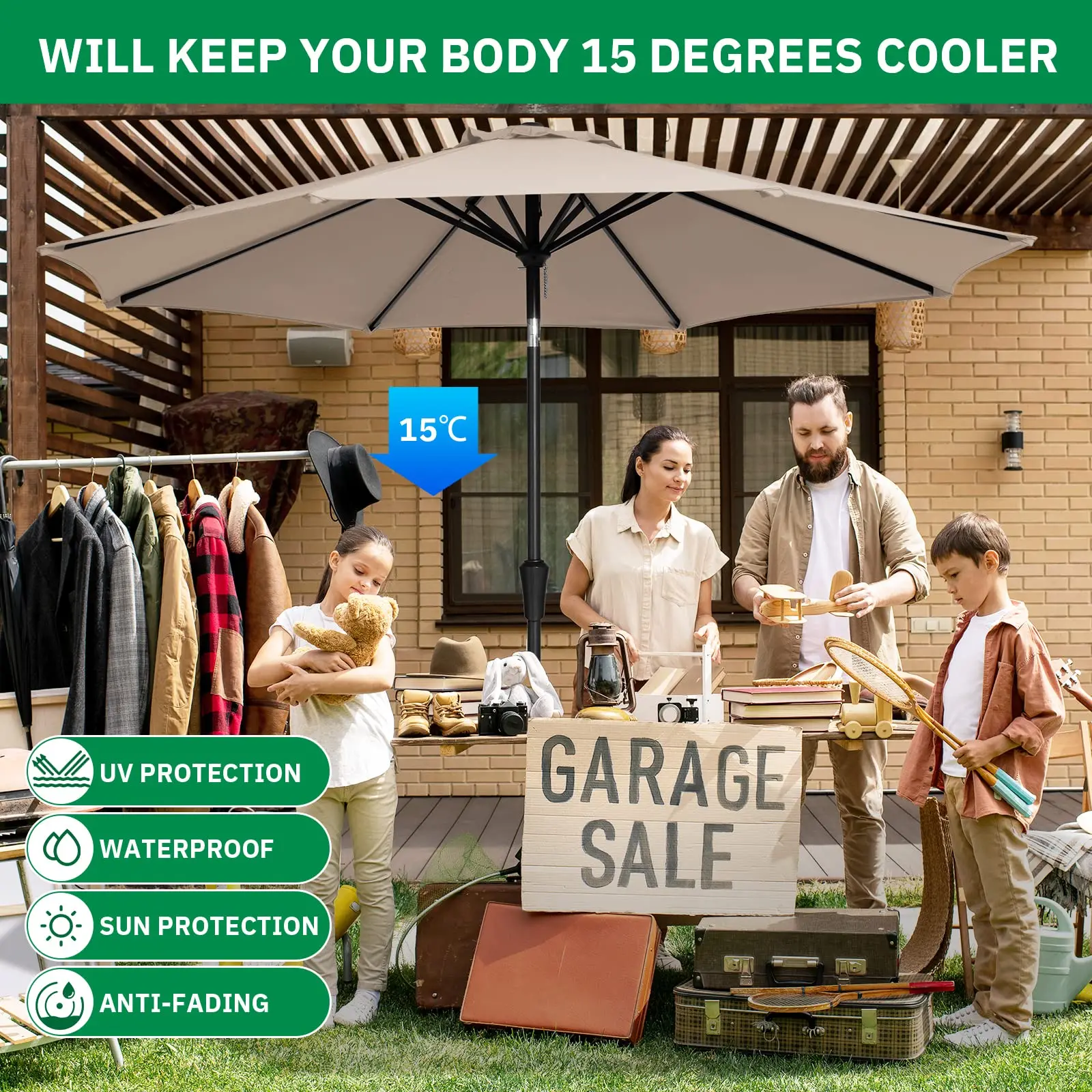 Садовый Ресторан 360 Наклонный зонтик подвесные зонтики полностью алюминиевый кафе патио Роскошные пляжные для улицы