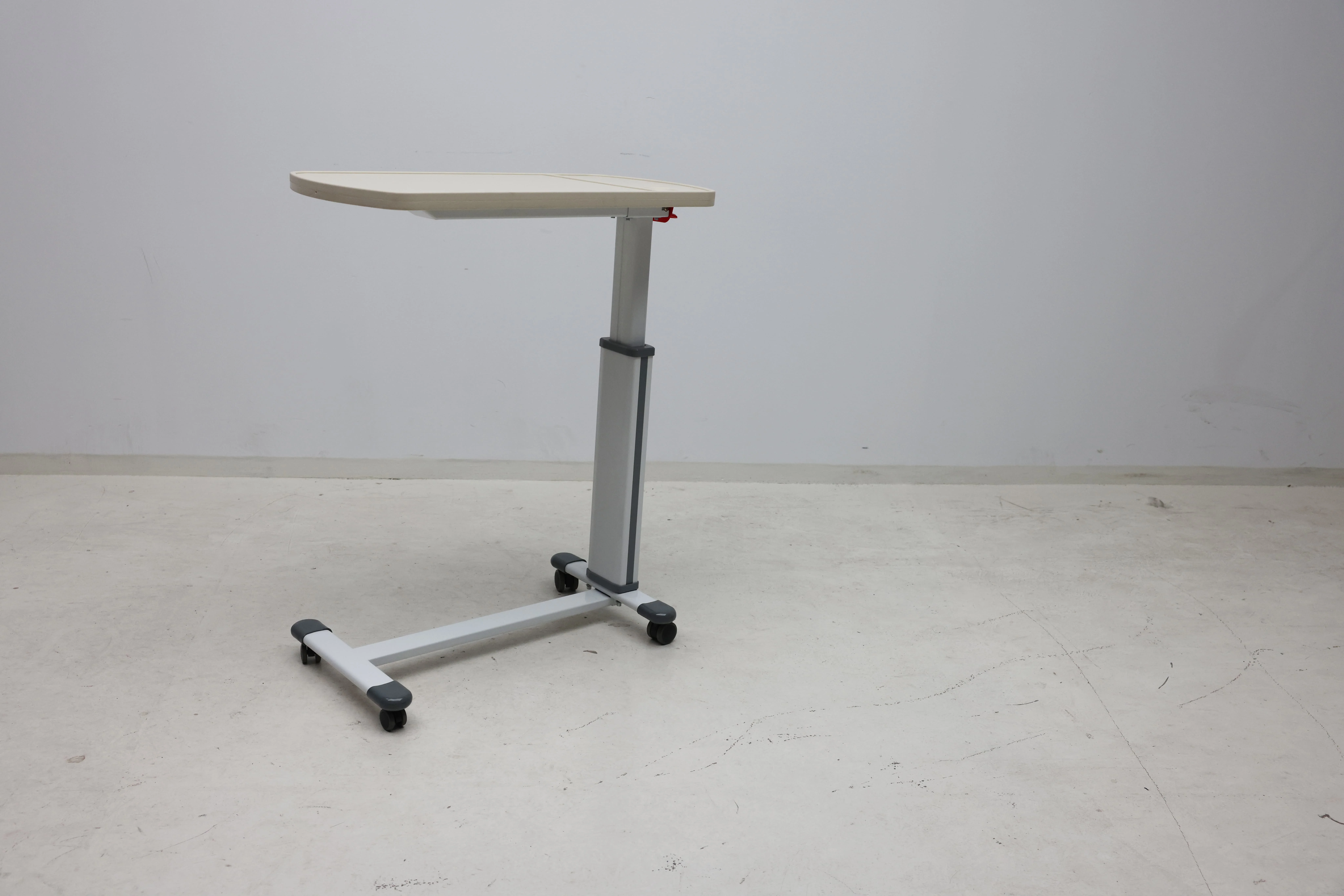 Adjustable Pneumatic Aluminum Overbed Table Wheels Modern Design Hospital Medical Movable Standing Desk Bedside Trolley Hotel 4