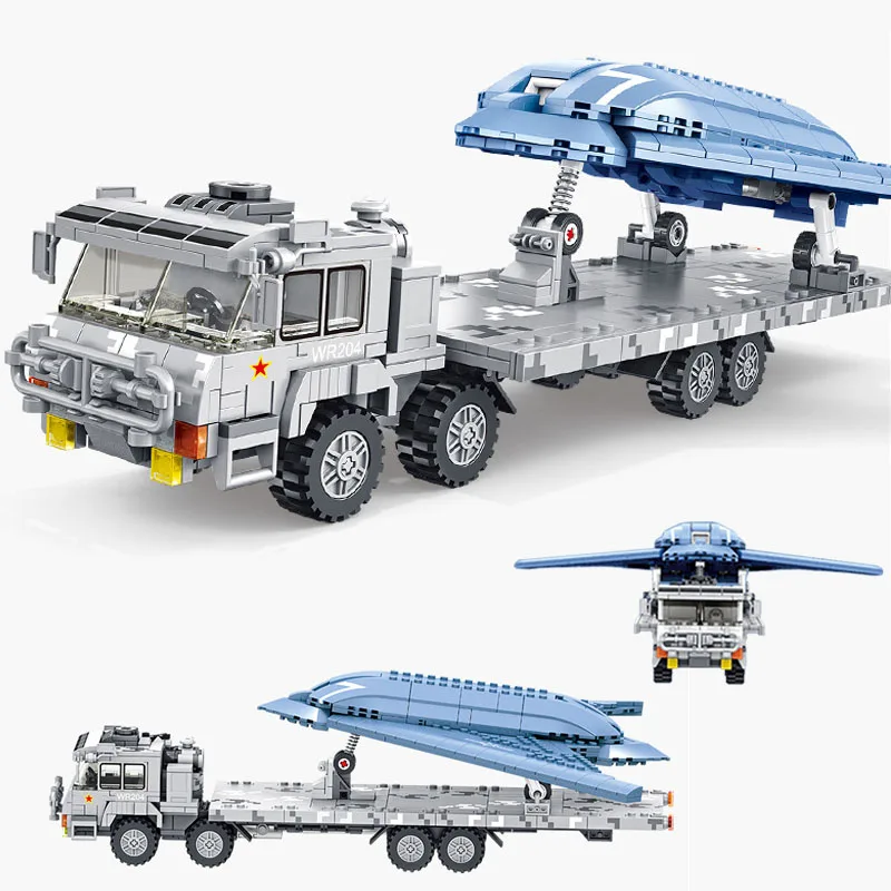 1114pcs military warfare stealth drone model education diy