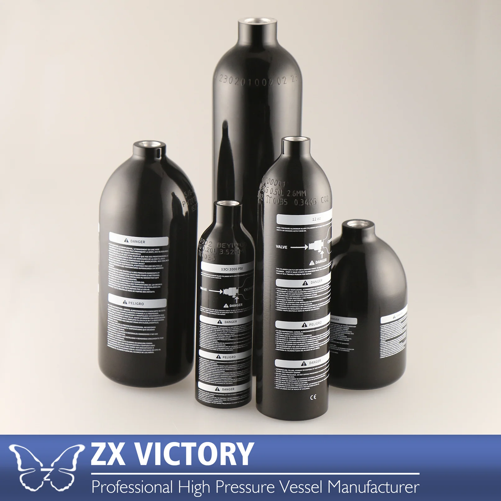 ZX Aluminum ISO7866 Air Tanks for Paintball - High Pressure CO2