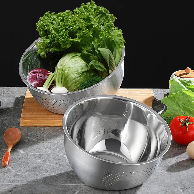 Kitchen Drain Basket Basin Stainless Steel Fruit Vegetables Food