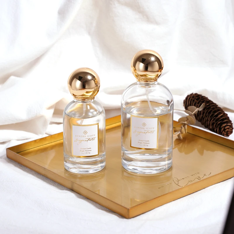 OEM Empty Round Zamac Gold Cap Perfume Glass Bottle 50ML 100ML Female Luxury Perfume Bottle